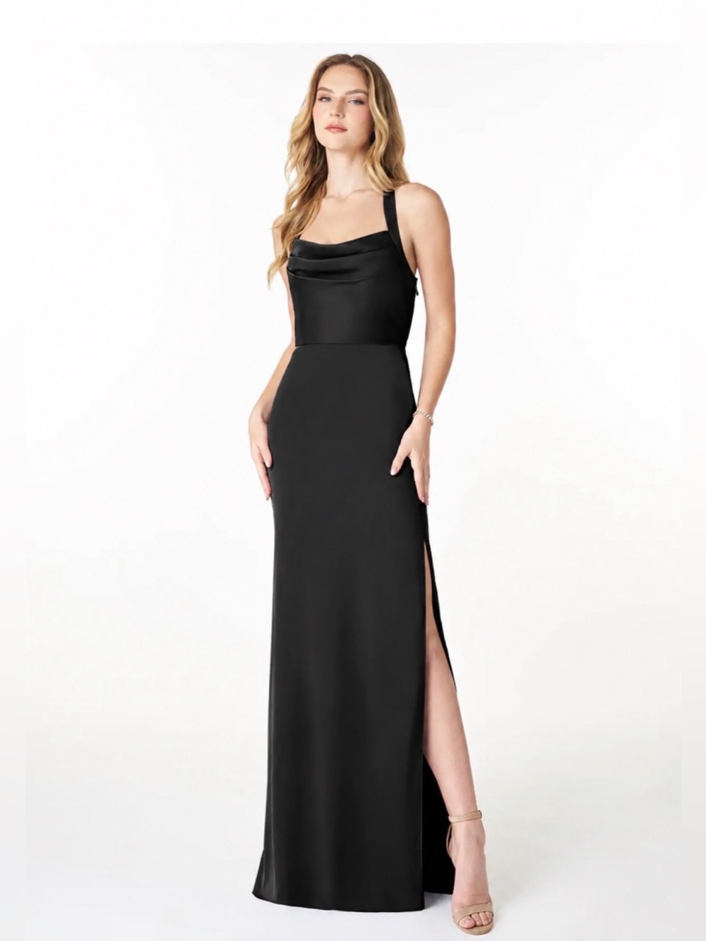 Azazie Myla Black Bridesmaid Dress Regular Size A2 Elegant Gown